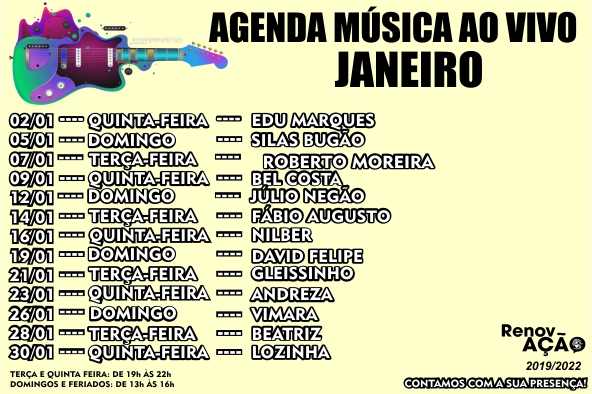 Agenda Música ao Vivo Janeiro 2020