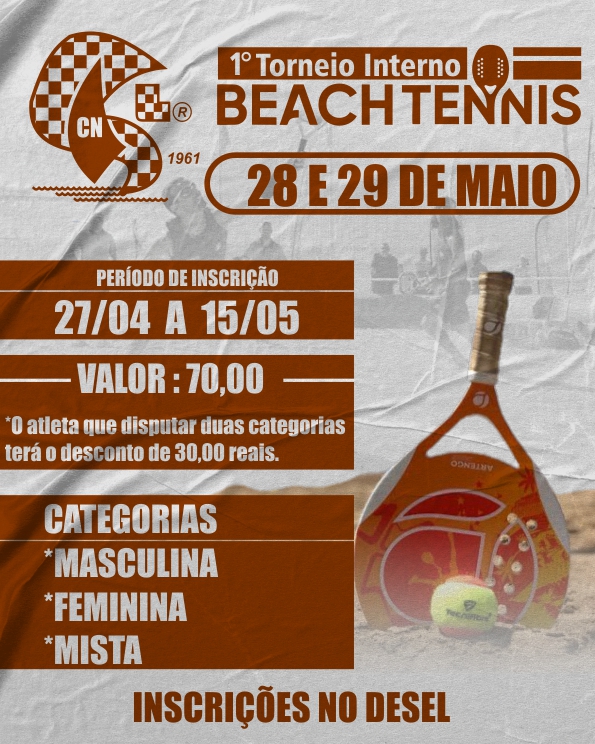 Informações do Torneio Torneio Interno de Beach Tennis - Clube Espigão -  Edição 1 - LetzPlay